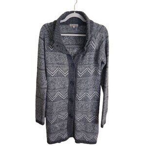 Maryline Made In Italy Long Line Neutral Wool Blend Cardigan Sweater Size S